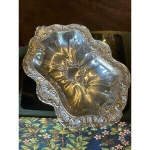 Vintage Polished Aluminum 12" x 8" Serving Tray Ornate Rim Mexico